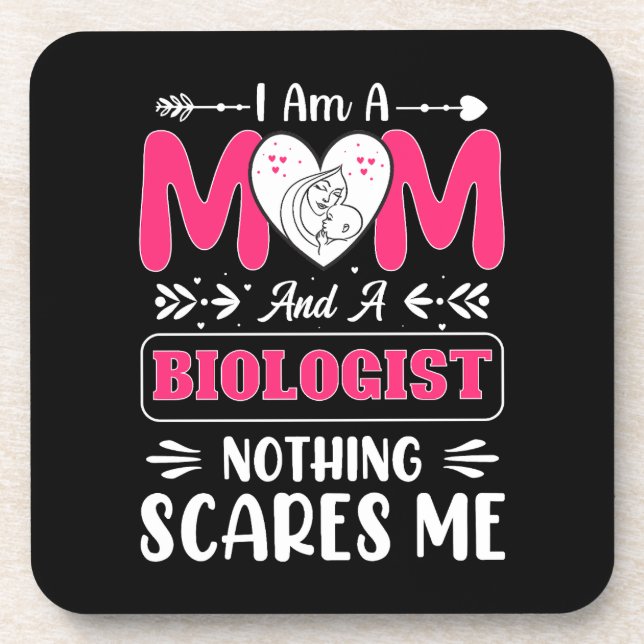 Funny Biologist Mom, Biologist Mom Funny Beverage Coaster (Front)