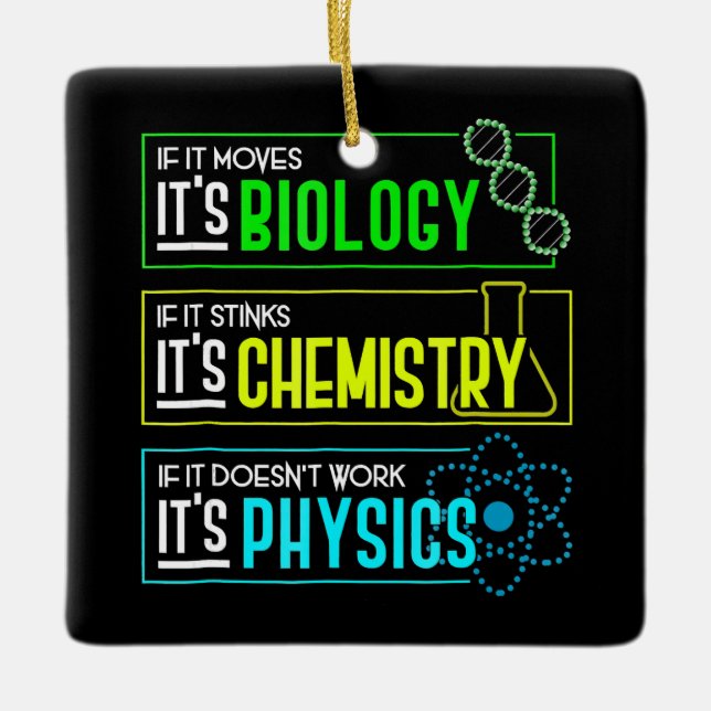 Funny Biology Chemistry Physics Science Nerd Ceramic Ornament (Front)