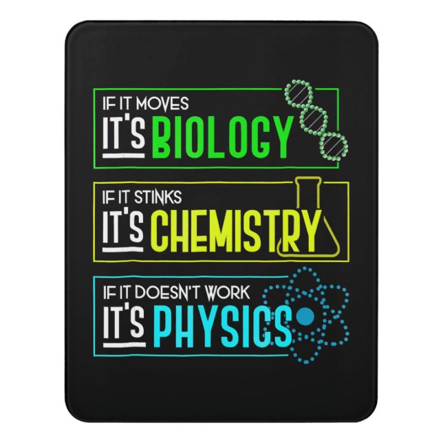 Funny Biology Chemistry Physics Science Nerd Door Sign (Contemporary Vert)