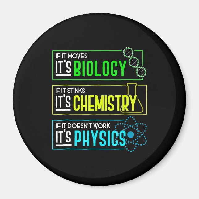 Funny Biology Chemistry Physics Science Nerd Magnet (Front)