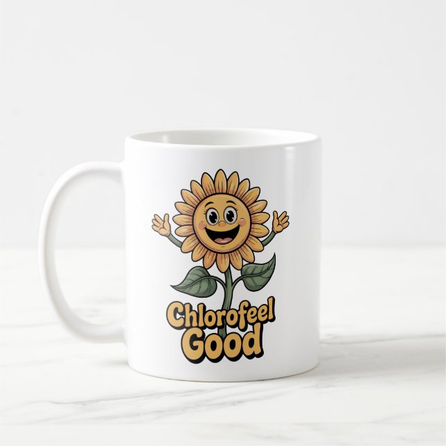 Funny Biology Teacher Chlorofeel Good Pun Mug (Left)