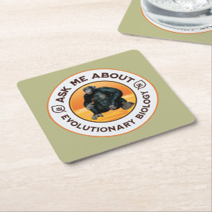 Funny Biology Teacher Evolution Humor Gift Square Paper Coaster