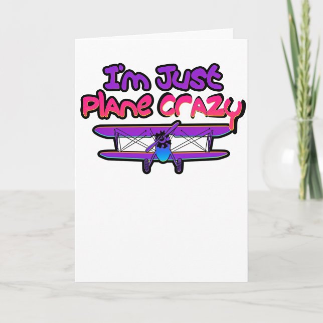 Funny Biplane Airplane Card (Front)