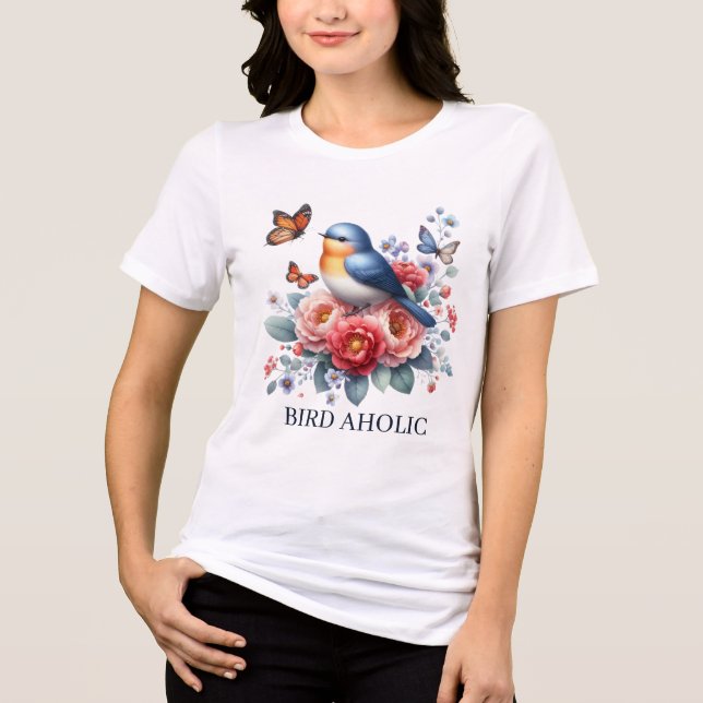 Funny bird aholic add text  Tri-Blend shirt (Front)