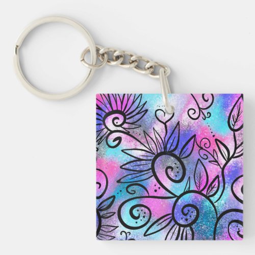 Funny bird art keychain