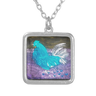 Funny Bird Art Rooster Chicken Silver Plated Necklace