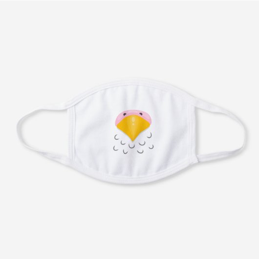 Funny bird beak cartoon illustration white cotton face mask (Front)