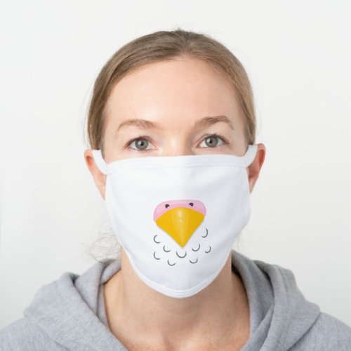 Funny bird beak cartoon illustration white cotton face mask