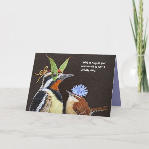 Funny bird birthday card with sapsucker