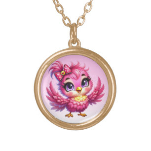 Funny Bird Cartoon Sublimation-56342 Gold Plated Necklace