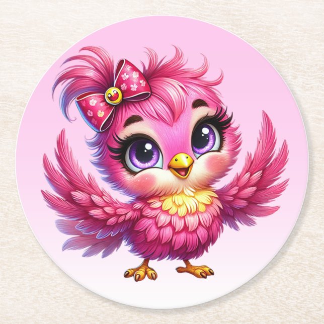 Funny Bird Cartoon Sublimation-56342 Round Paper Coaster (Front)