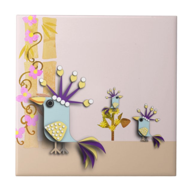 Funny Bird  Ceramic Tile (Front)