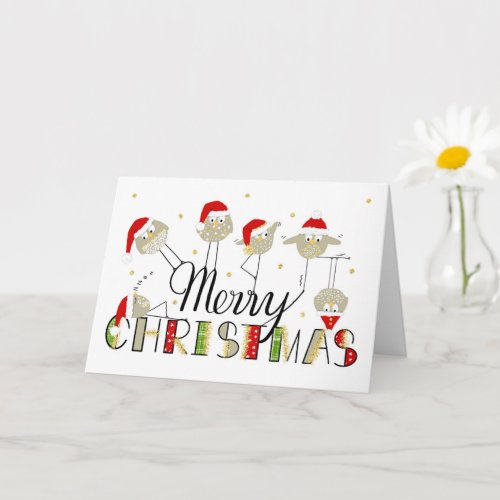 Funny Bird Characters Christmas Card