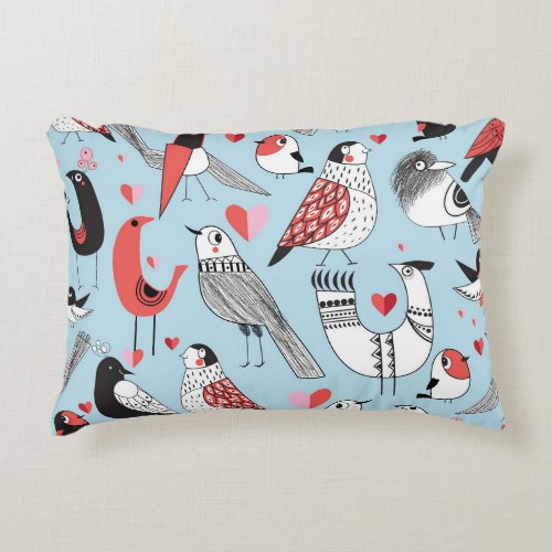 Funny bird illustrations graphic seamless accent pillow