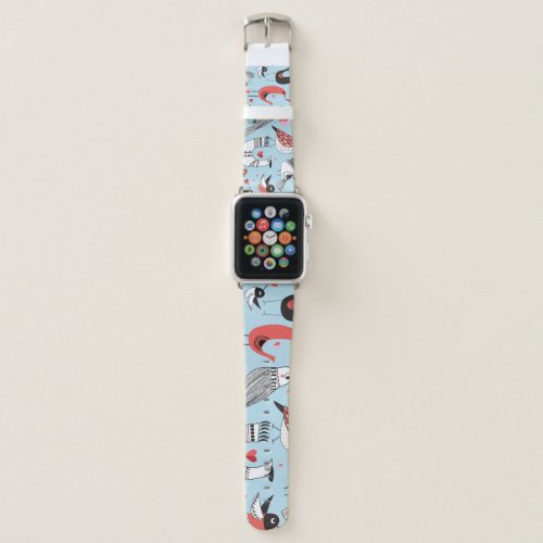 Funny bird illustrations graphic seamless apple watch band