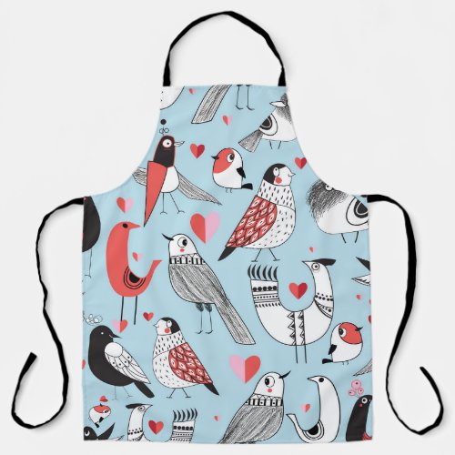 Funny bird illustrations graphic seamless apron