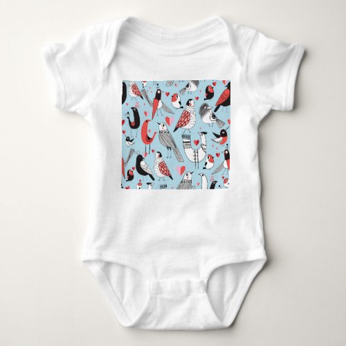 Funny bird illustrations graphic seamless baby bodysuit
