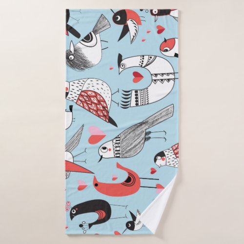 Funny bird illustrations graphic seamless bath towel