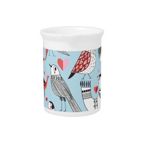 Funny bird illustrations graphic seamless beverage pitcher