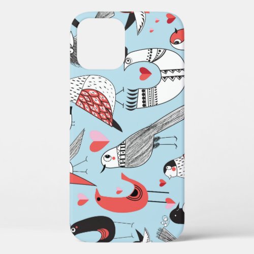 Funny bird illustrations graphic seamless iPhone 12 case