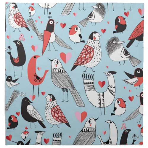 Funny bird illustrations graphic seamless cloth napkin