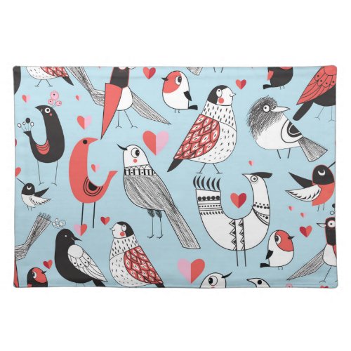 Funny bird illustrations graphic seamless cloth placemat