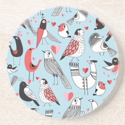 Funny bird illustrations graphic seamless coaster