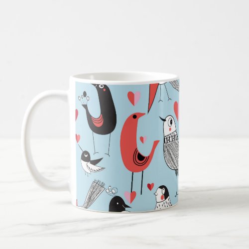Funny bird illustrations graphic seamless coffee mug