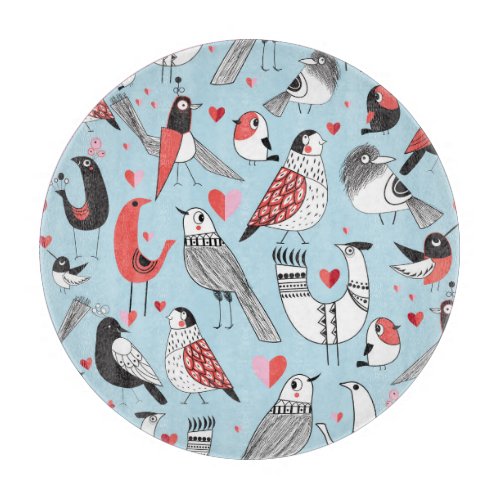 Funny bird illustrations graphic seamless cutting board
