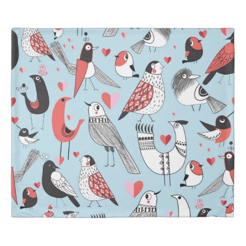 Funny bird illustrations graphic seamless duvet cover