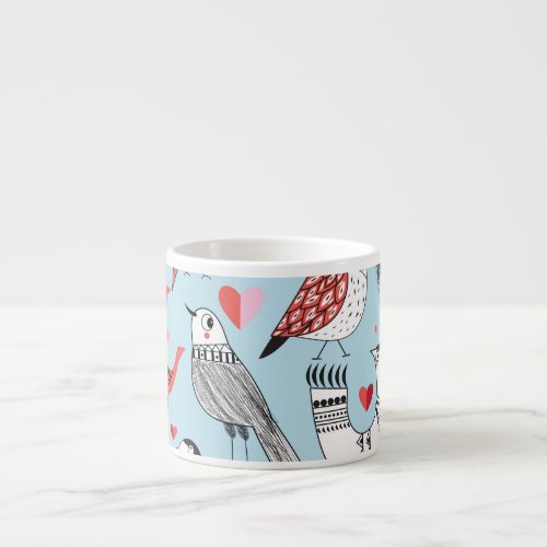 Funny bird illustrations graphic seamless espresso cup