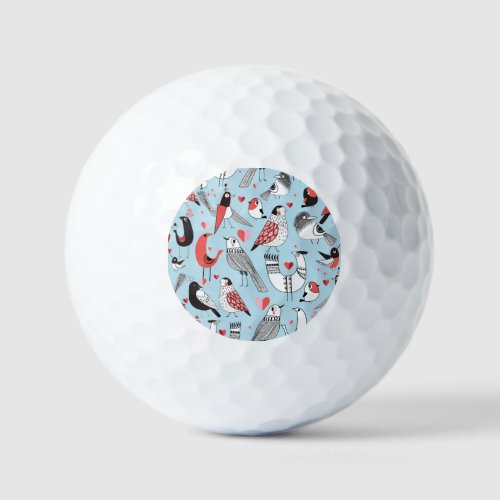 Funny bird illustrations graphic seamless golf balls
