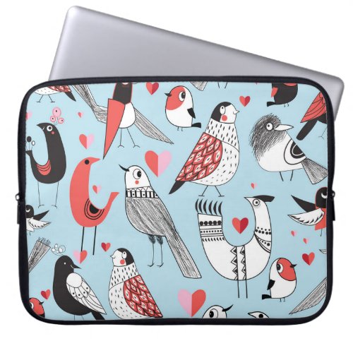 Funny bird illustrations graphic seamless laptop sleeve