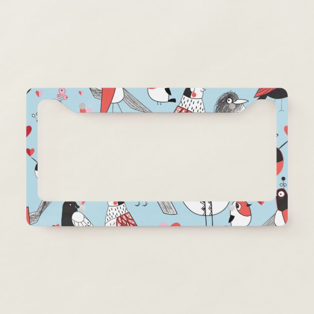 Funny bird illustrations, graphic seamless. license plate frame (Front)