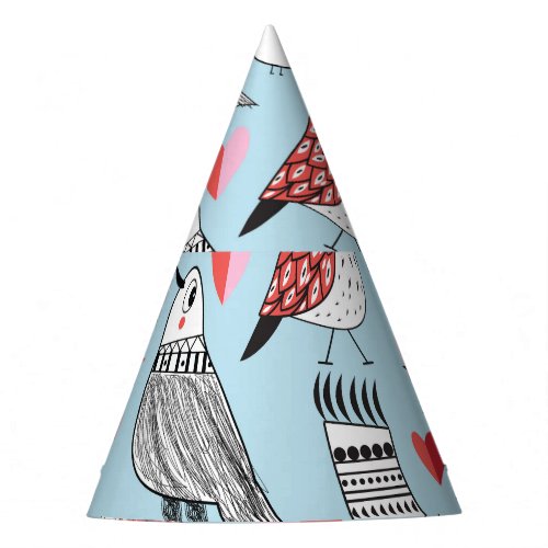 Funny bird illustrations graphic seamless party hat