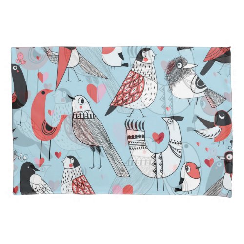 Funny bird illustrations graphic seamless pillow case