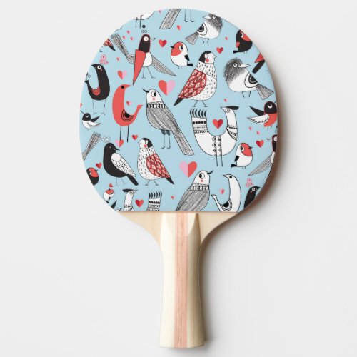 Funny bird illustrations graphic seamless ping pong paddle