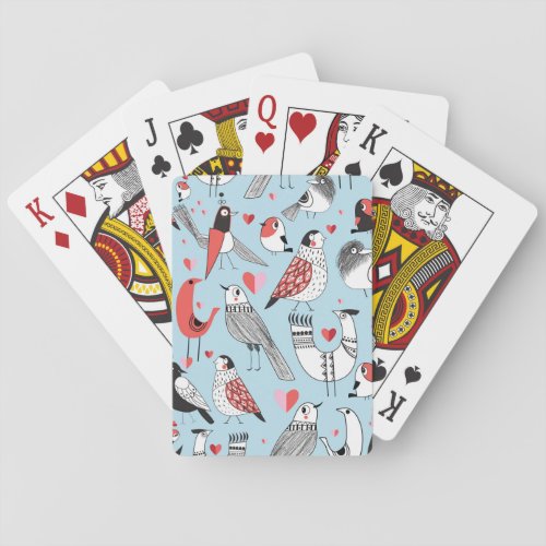 Funny bird illustrations graphic seamless playing cards