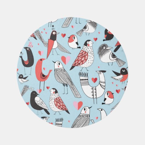 Funny bird illustrations graphic seamless rug