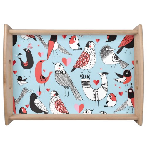 Funny bird illustrations graphic seamless serving tray