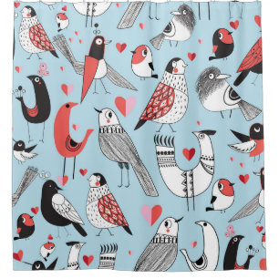 Funny bird illustrations, graphic seamless. shower curtain