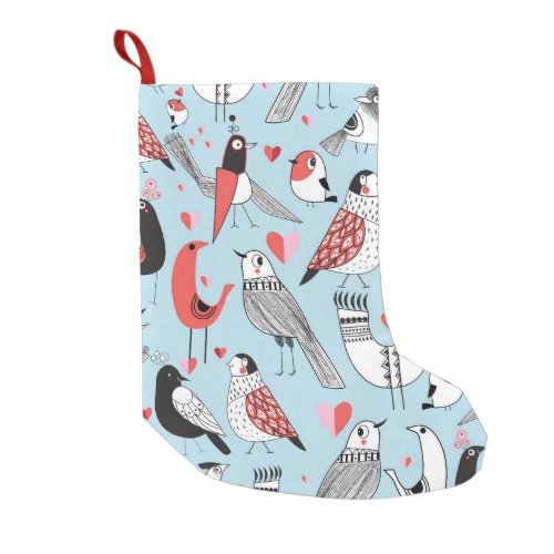 Funny bird illustrations graphic seamless small christmas stocking