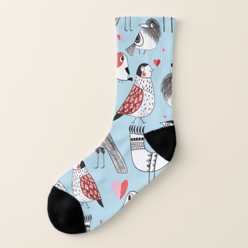 Funny bird illustrations graphic seamless socks
