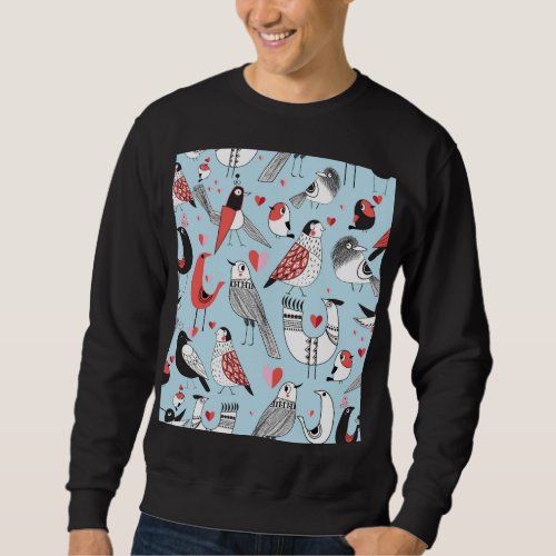 Funny bird illustrations graphic seamless sweatshirt