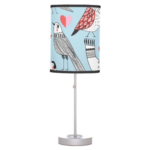 Funny bird illustrations graphic seamless table lamp