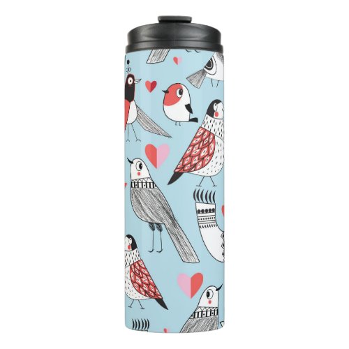 Funny bird illustrations graphic seamless thermal tumbler