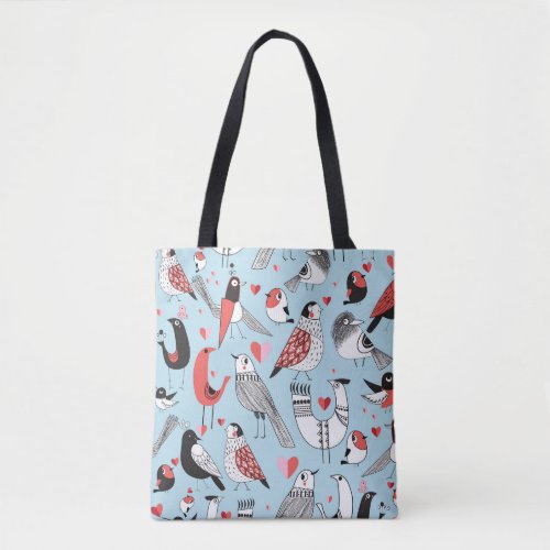 Funny bird illustrations graphic seamless tote bag
