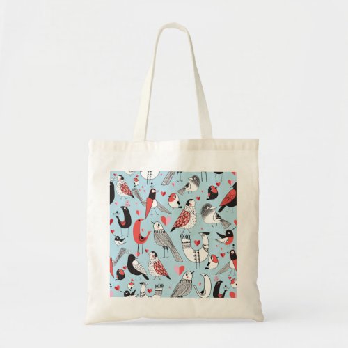 Funny bird illustrations graphic seamless tote bag
