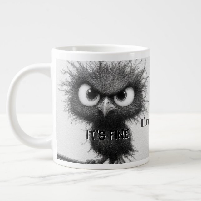  Funny Bird I'm Fine It's FIne Everything's Fine  Giant Coffee Mug (Left)