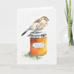 Funny Bird Over The Hill Birthday Card - Peach Jam